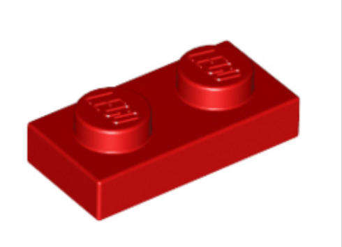 LEGO Parts 1 x 2 Plate ~ {Red}