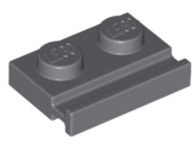 LEGO Parts Plate, Modified 1 x 2 with Door Rail ~ {Dark Bluish Grey}
