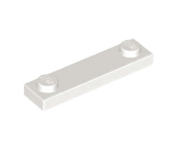 LEGO Parts Plate Modified Plate, Modified 1 x 4 with 2 Studs without Groove ~ White