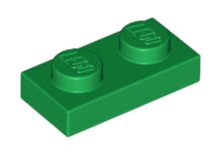 LEGO Parts 1 x 2 Plate ~ {Green}