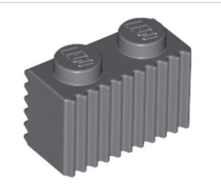 LEGO Parts Brick, Modified 1 x 2 with Grille / Fluted Profile ~ {Dark Bluish Grey}