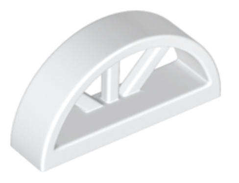 LEGO Window, Window 1 x 4 x 1 2/3 with Spoked Rounded Top ~ {White}