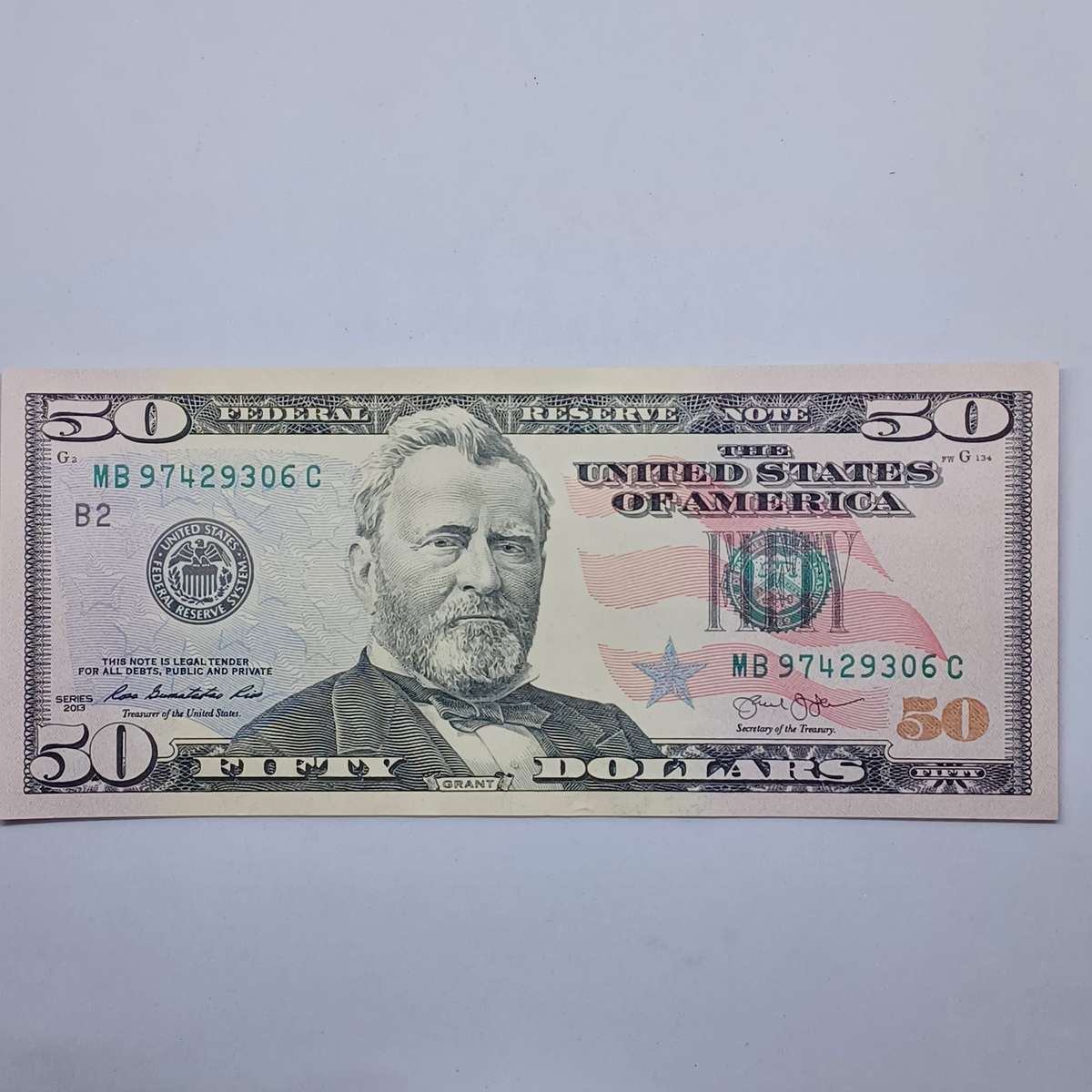2013 Authentic Fifty US Dollar Bill