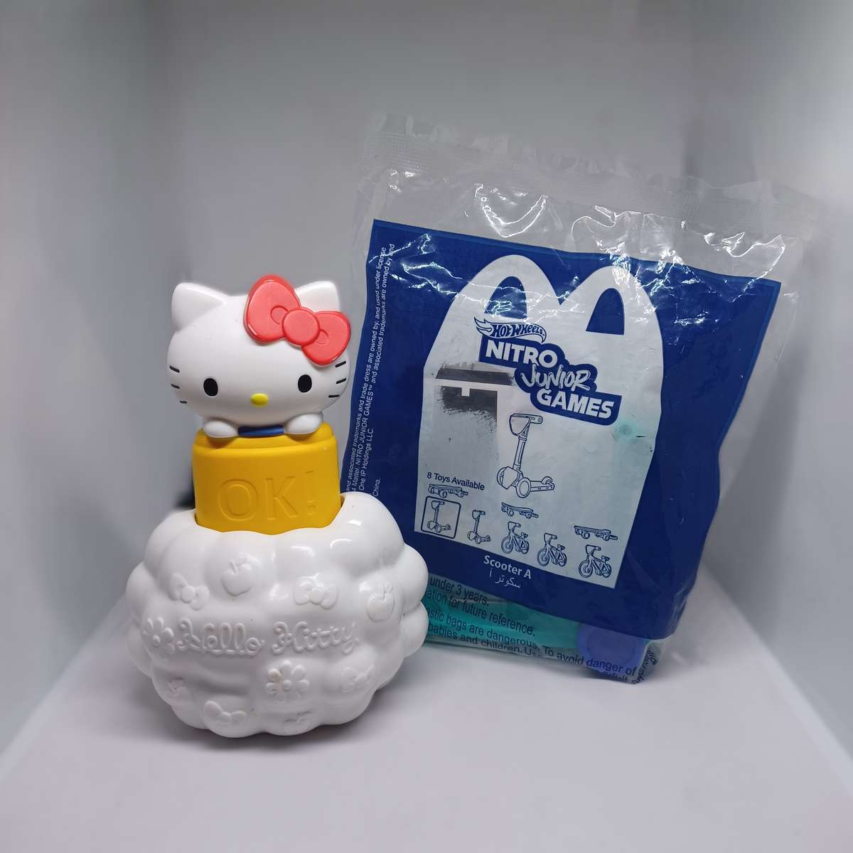 Mcdonalds Hello Kitty ok timer and Mcdonalds Hotwheels Scooter