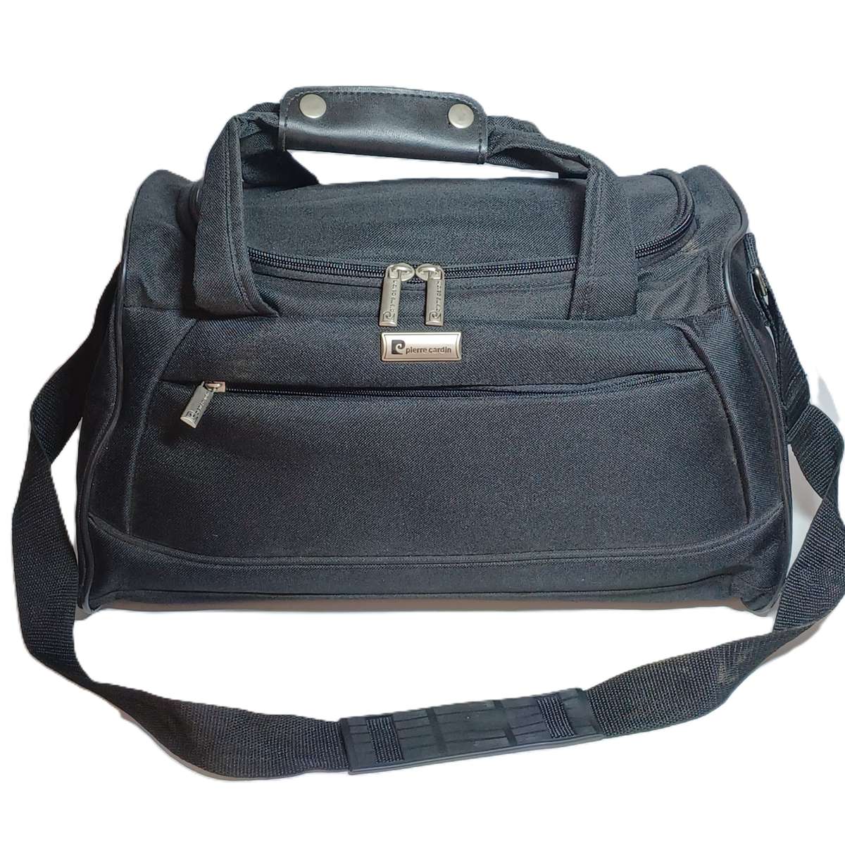 Pierre Cardin Shoulder carry on duffle overnight bag - black (43cm x 21.5cm x 26cm)