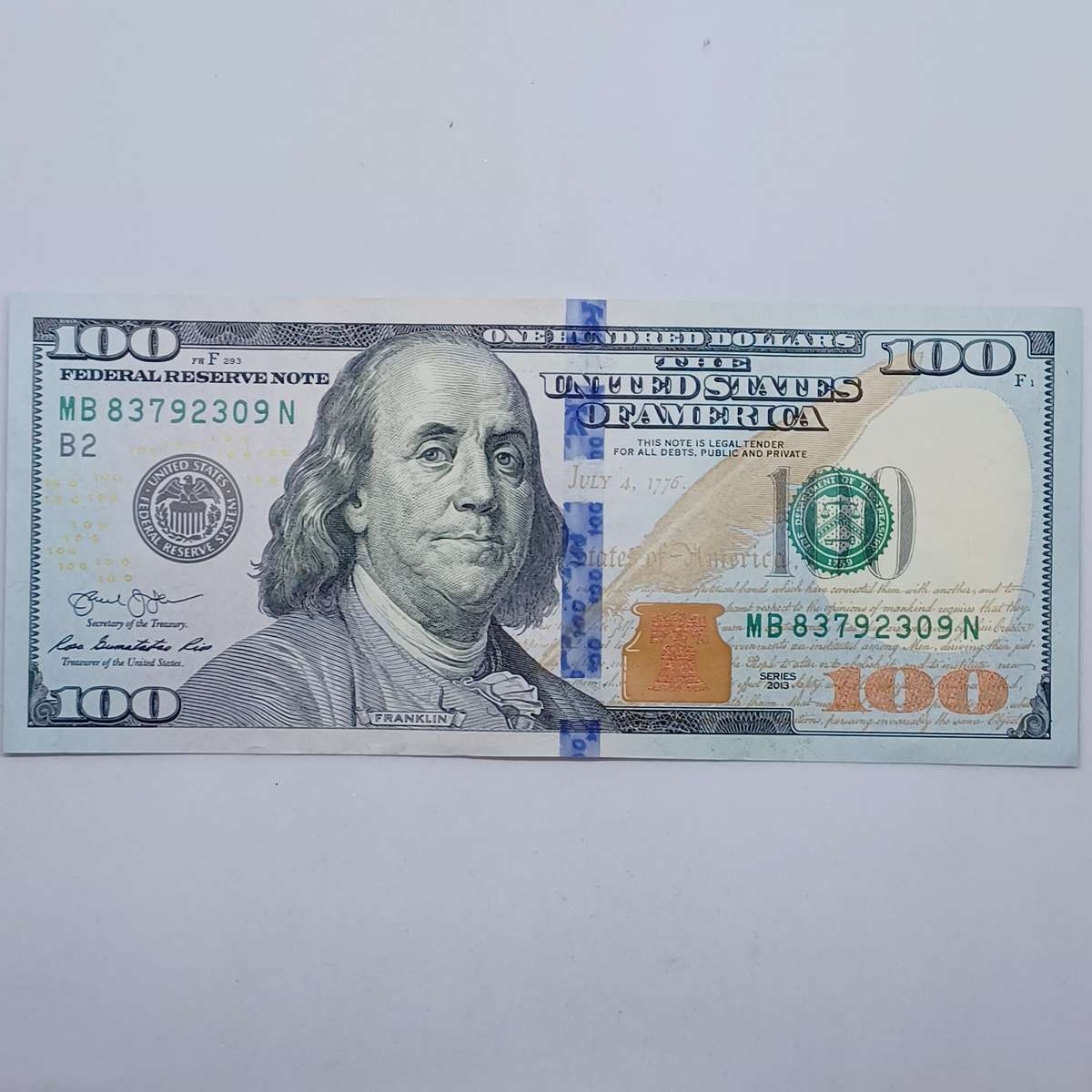 2013 Authentic 100 US Dollar Bill