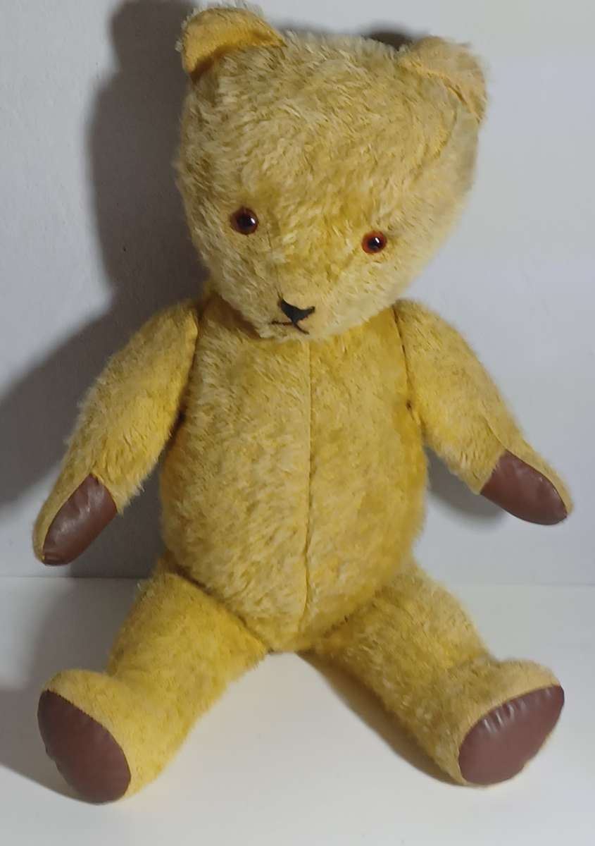 Large Vintage Jointed Teddy Bear with sound box growler / Circa 1930s -1950s (60cm)