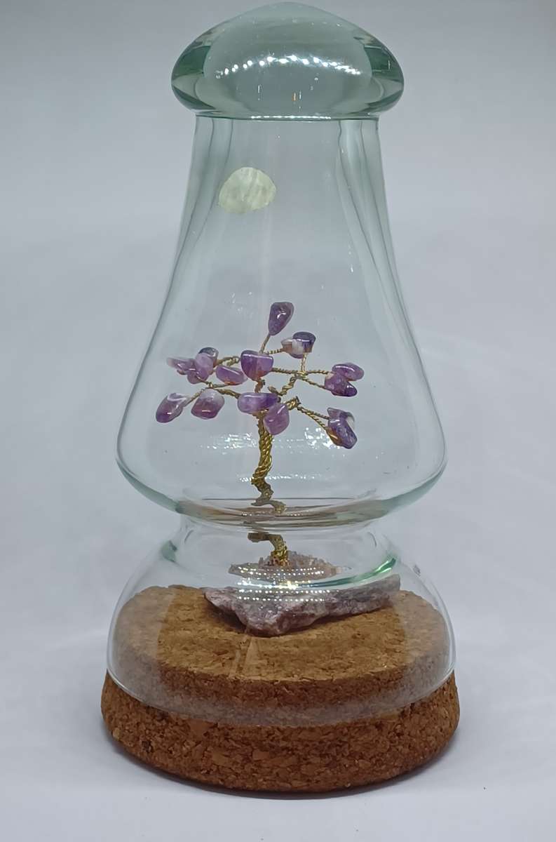 Mini Amethyst Bonsai tree  in Ngwena glass jar