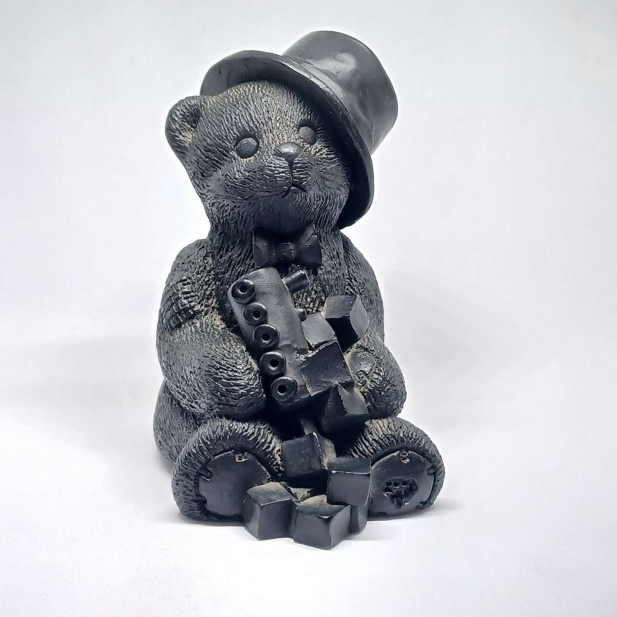 Bear in Top Hat Coal Sculpture Coal Inspirations Figurine by Pencra Designs (10cm)