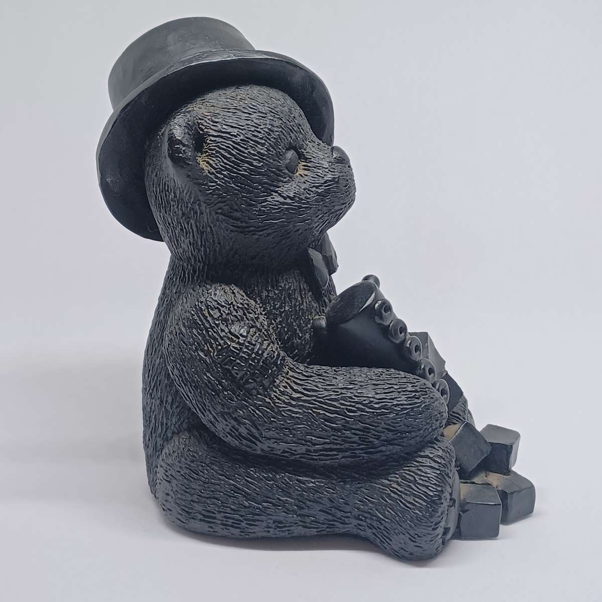 Bear in Top Hat Coal Sculpture Coal Inspirations Figurine by Pencra Designs (10cm)