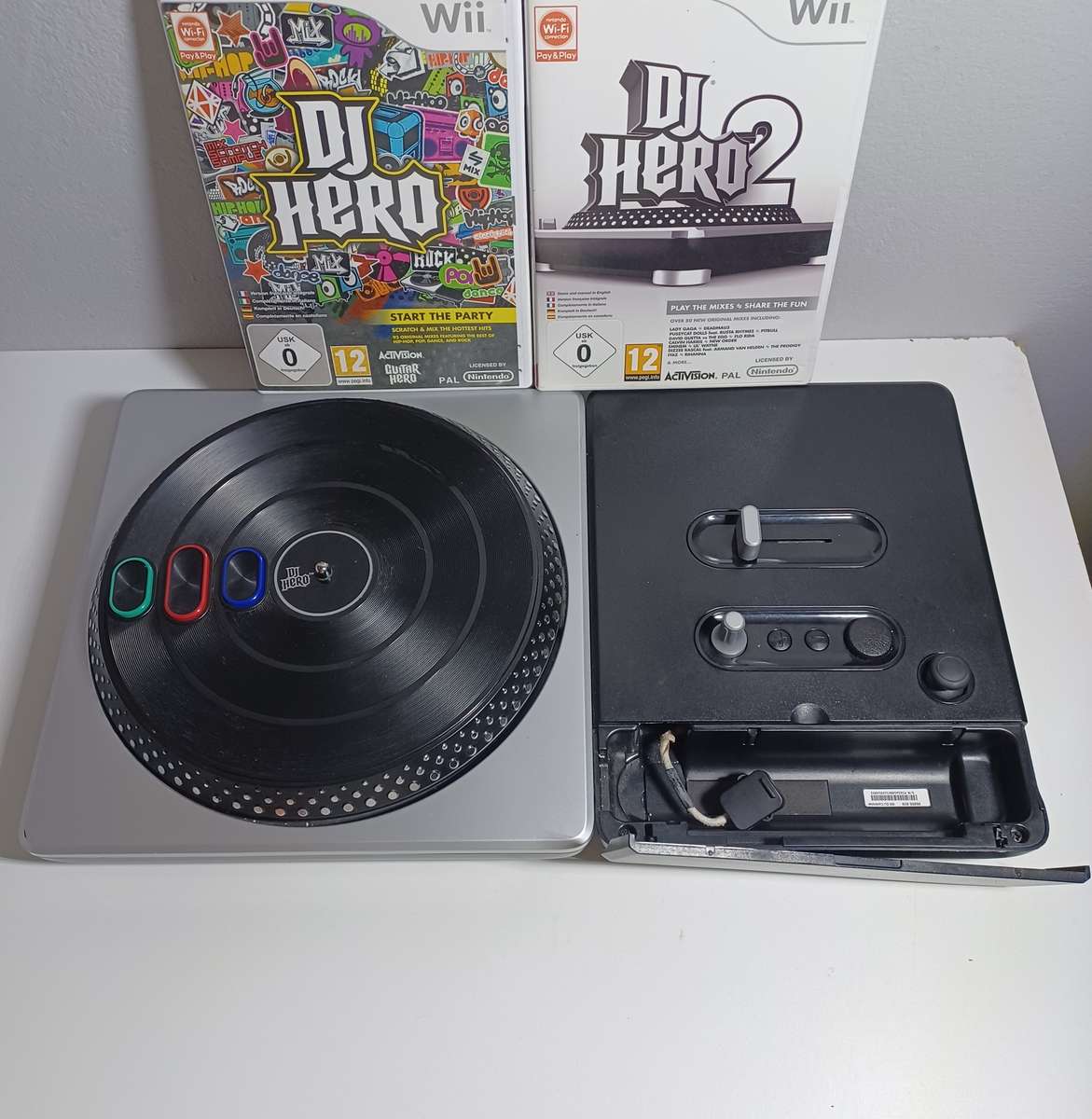 Nintendo Wii DJ Hero and DJ Hero 2 Game bundle With Turntable Controller (all tested working)