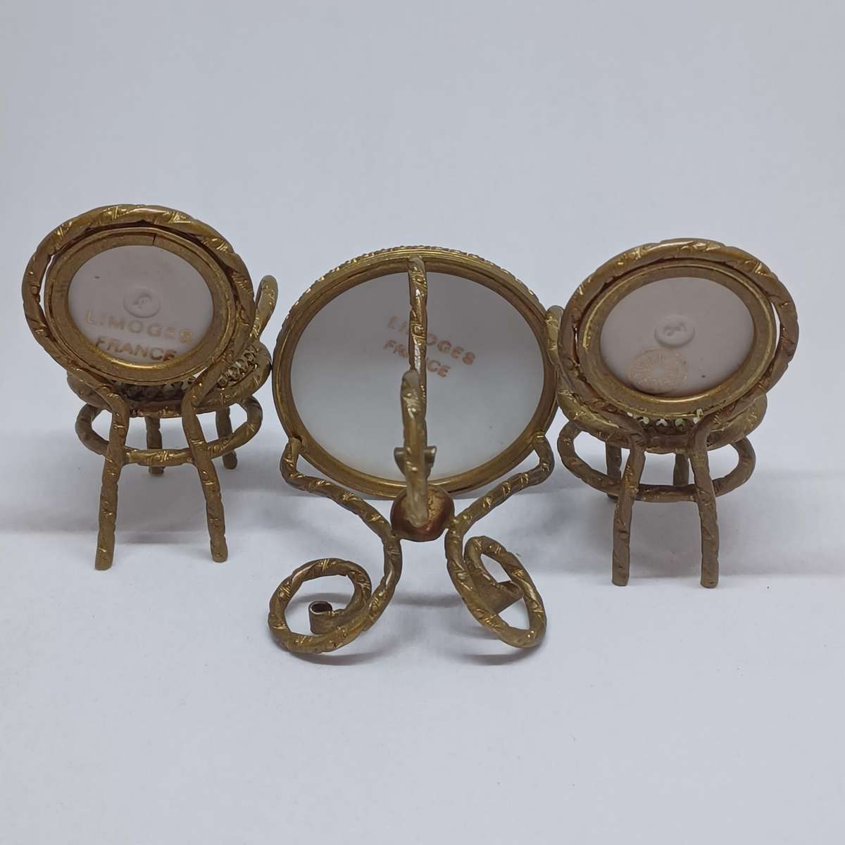 Early 1900's Limoges France Miniature Doll House Courting Set 3 pcs "Fragonard"