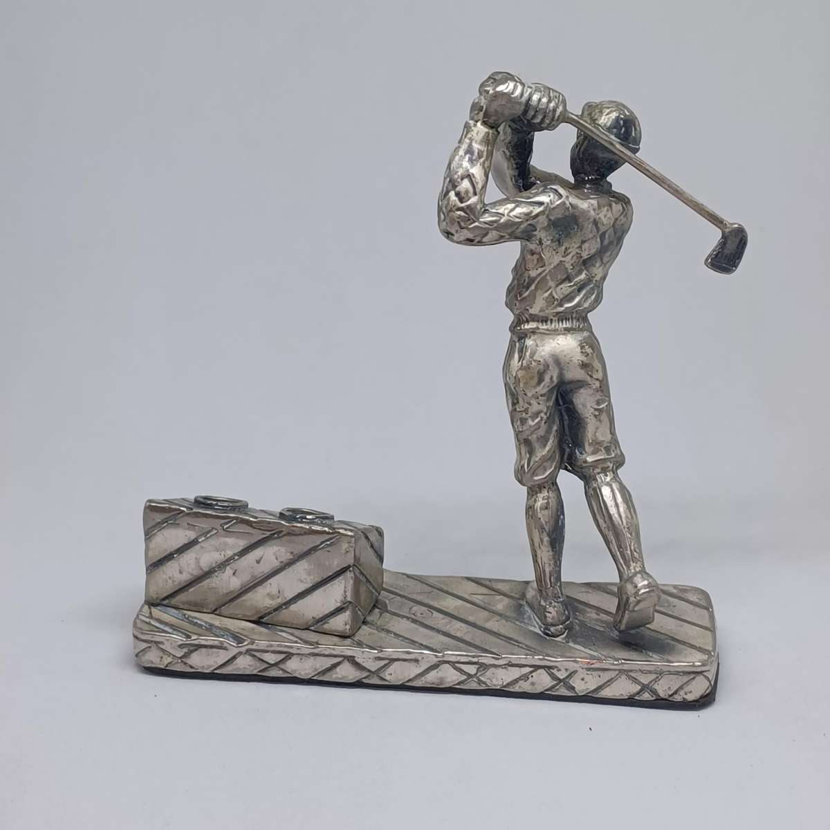 Vintage Pewter Golf Figure pen holder