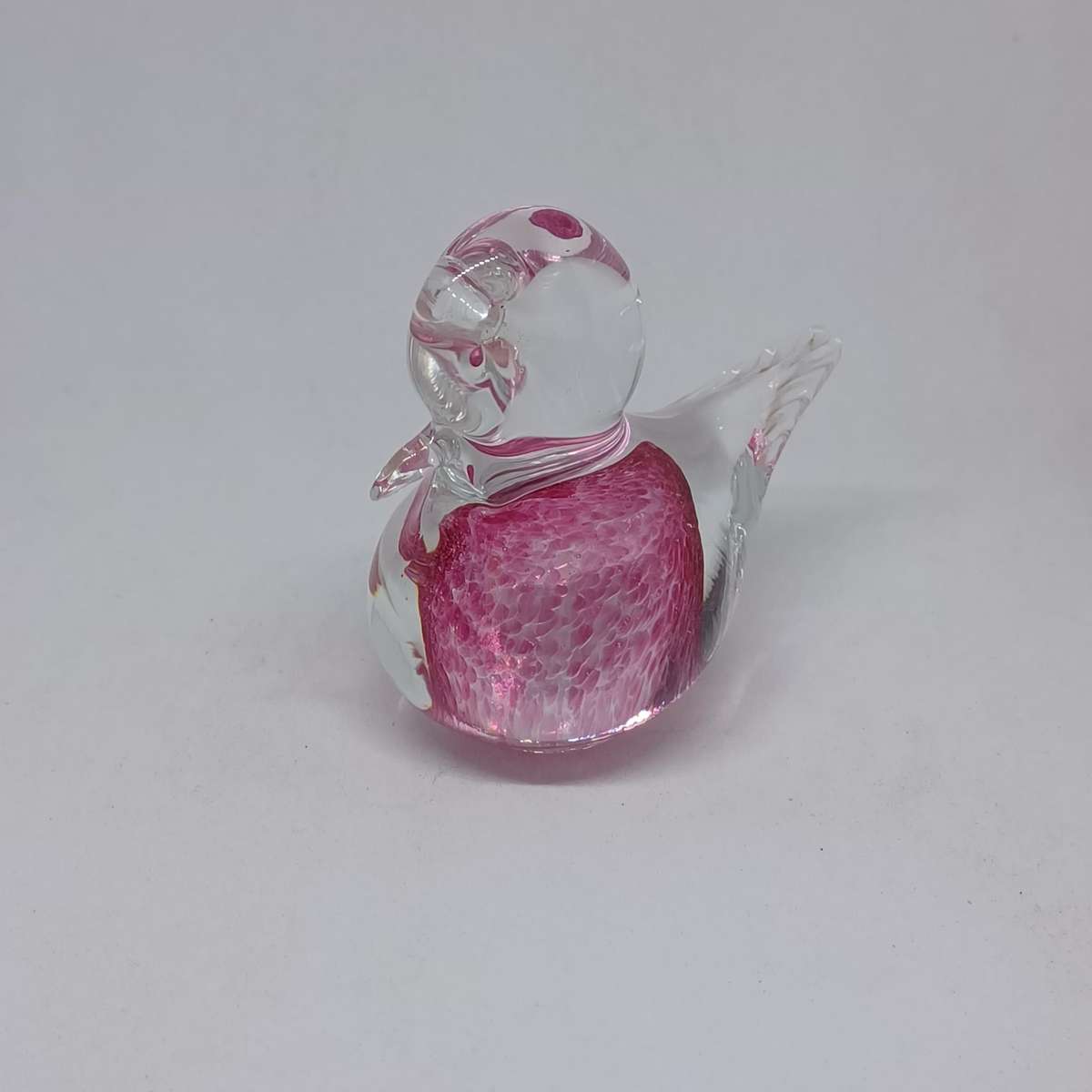 Handblown Glass Bird w/Pink Heart Centre
