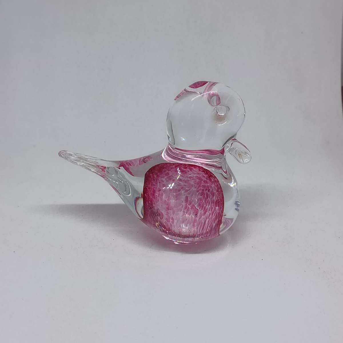 Handblown Glass Bird w/Pink Heart Centre