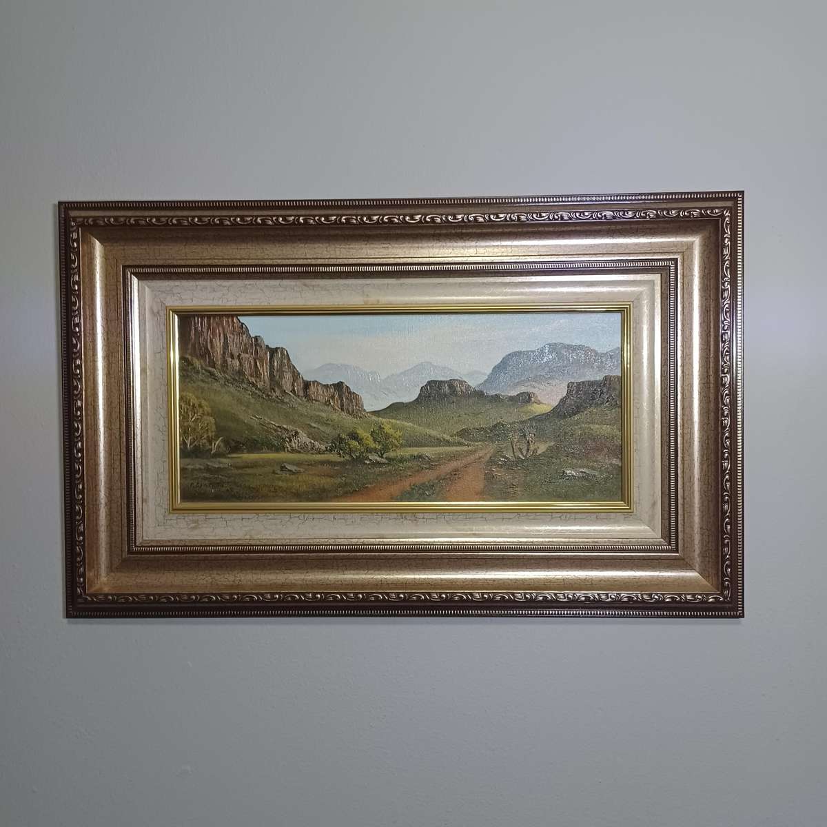 PETER G MILLER !! '08 Framed Vintage Oil on Board - Landscape Art - "Klaarstroom" - Signed
