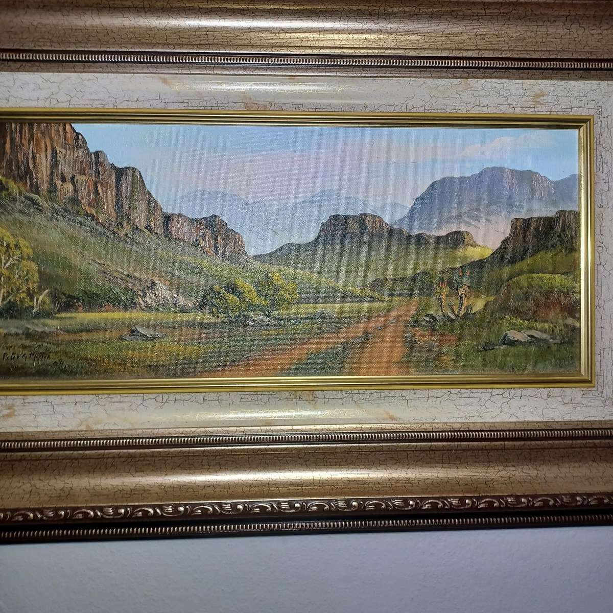 PETER G MILLER !! '08 Framed Vintage Oil on Board - Landscape Art - "Klaarstroom" - Signed