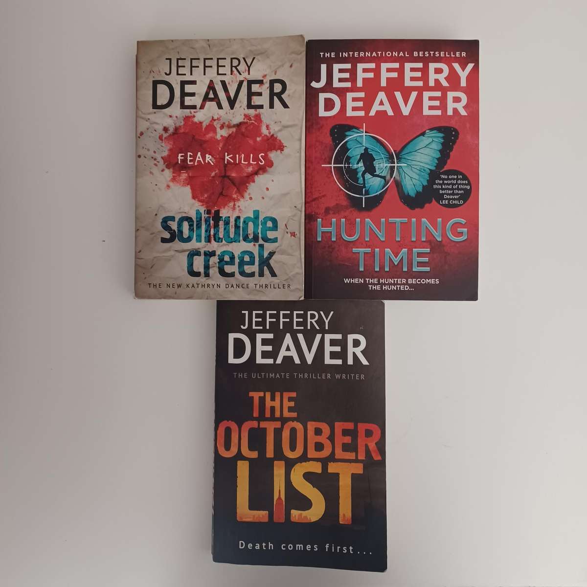 Jeffery Deaver: Solitude Creek, Hunting Time, and The October List. Bundle