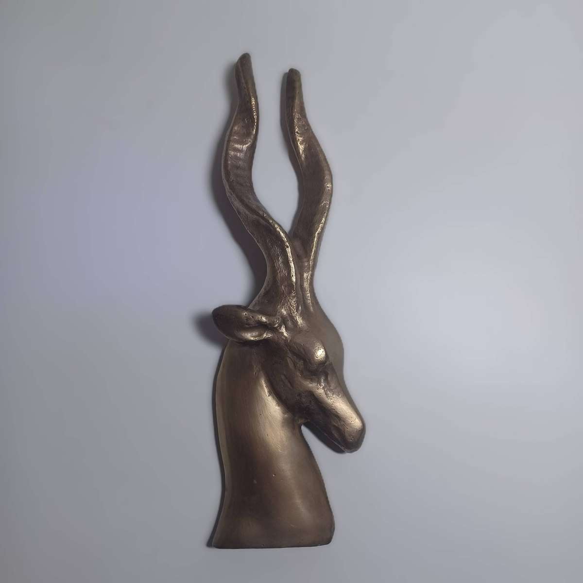 Heavy Cast Brass Kudu Head Wall Piece (29cm x 8.5cm)
