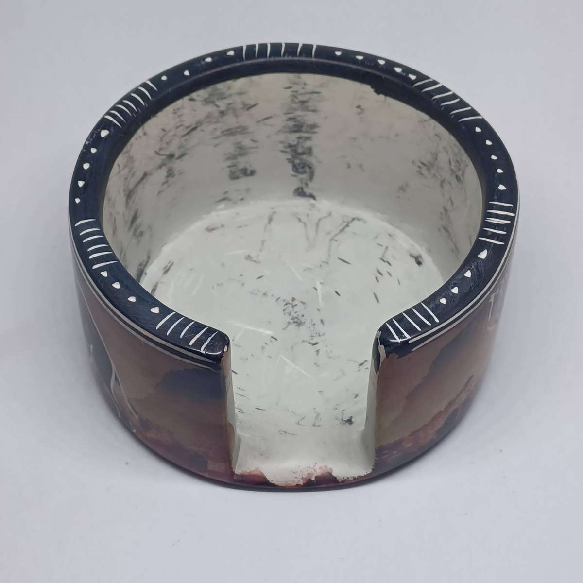 6 African Safari Hand Painted Soapstone Coasters Set Animals with Holder