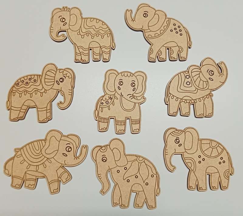 Cut Out Shapes with engraving Set- Elephants