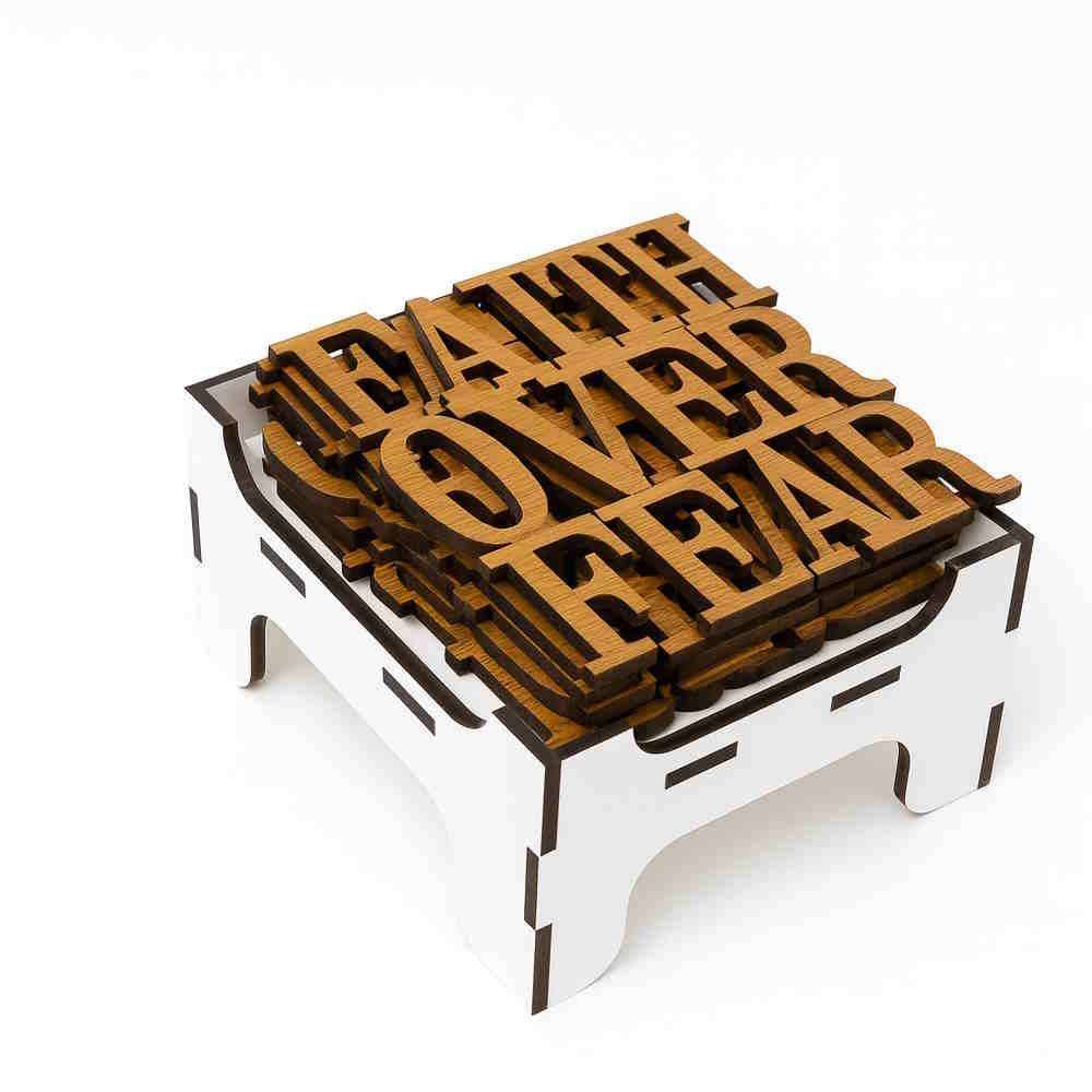 Wooden Coaster Set 7pcs with Holder  Inspirational Laser Cut Decor Gift