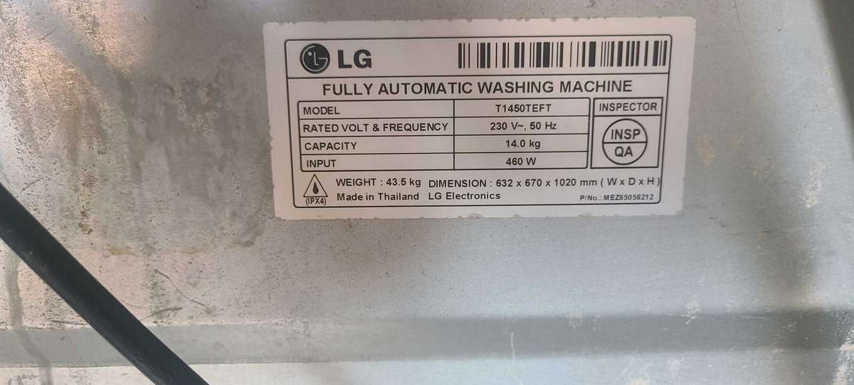 LG fuzzy logic 14.0kg washing machine