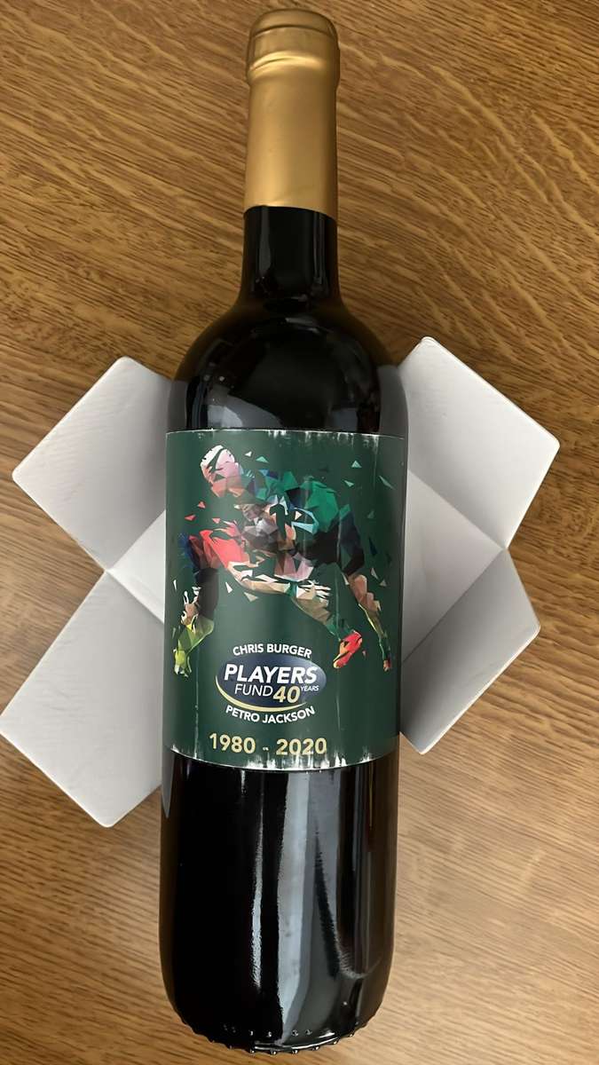 Rugby Collectors - Burger/Jackson Players Fund 40 Years Celebratory Bottle of Wine, details below