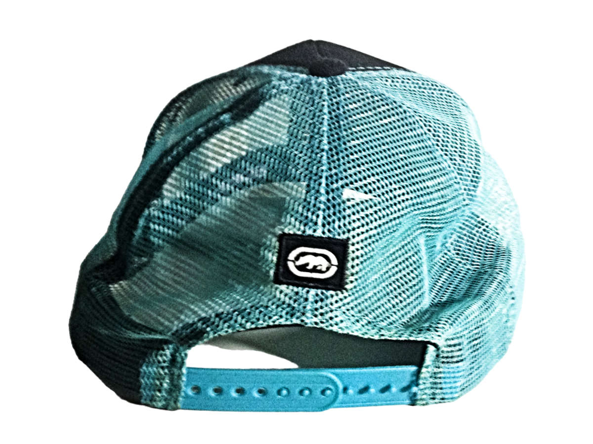 Ecko Unltd Men's Flat Bill Adjustable Snapback Hat  Black & Baby Blue