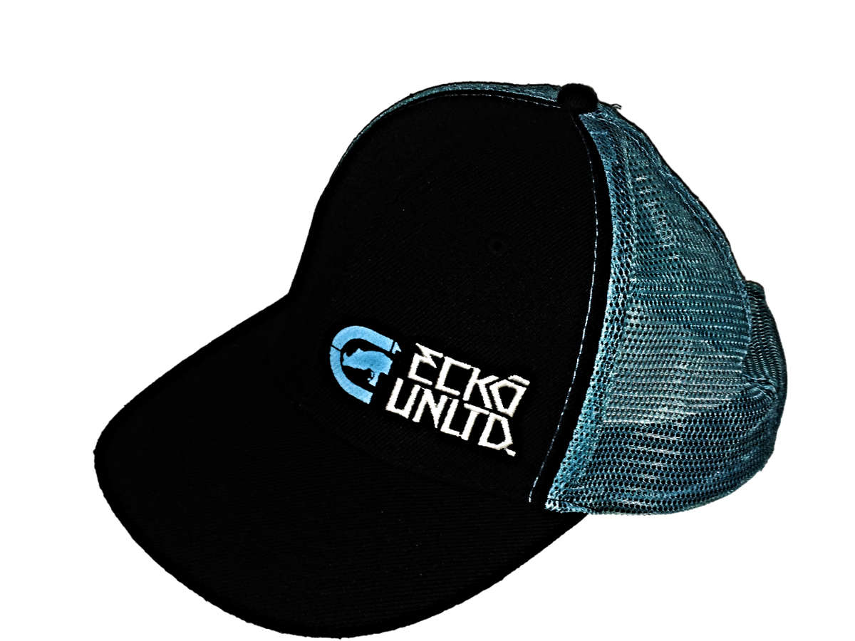 Ecko Unltd Men's Flat Bill Adjustable Snapback Hat  Black & Baby Blue