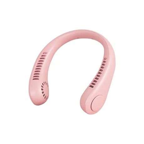 3 Speeds Rechargeable Portable Bladeless Hanging Neck Fan Pink