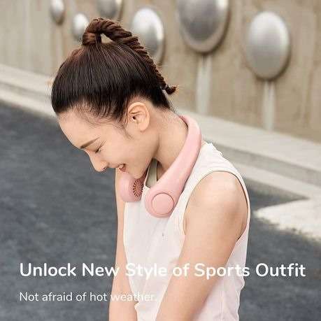 3 Speeds Rechargeable Portable Bladeless Hanging Neck Fan Pink