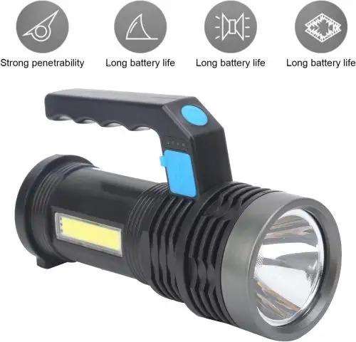2 Pack Outdoor Flashlights Searchlight Rechargeable LED Spotlight for Camping Walking Dogs