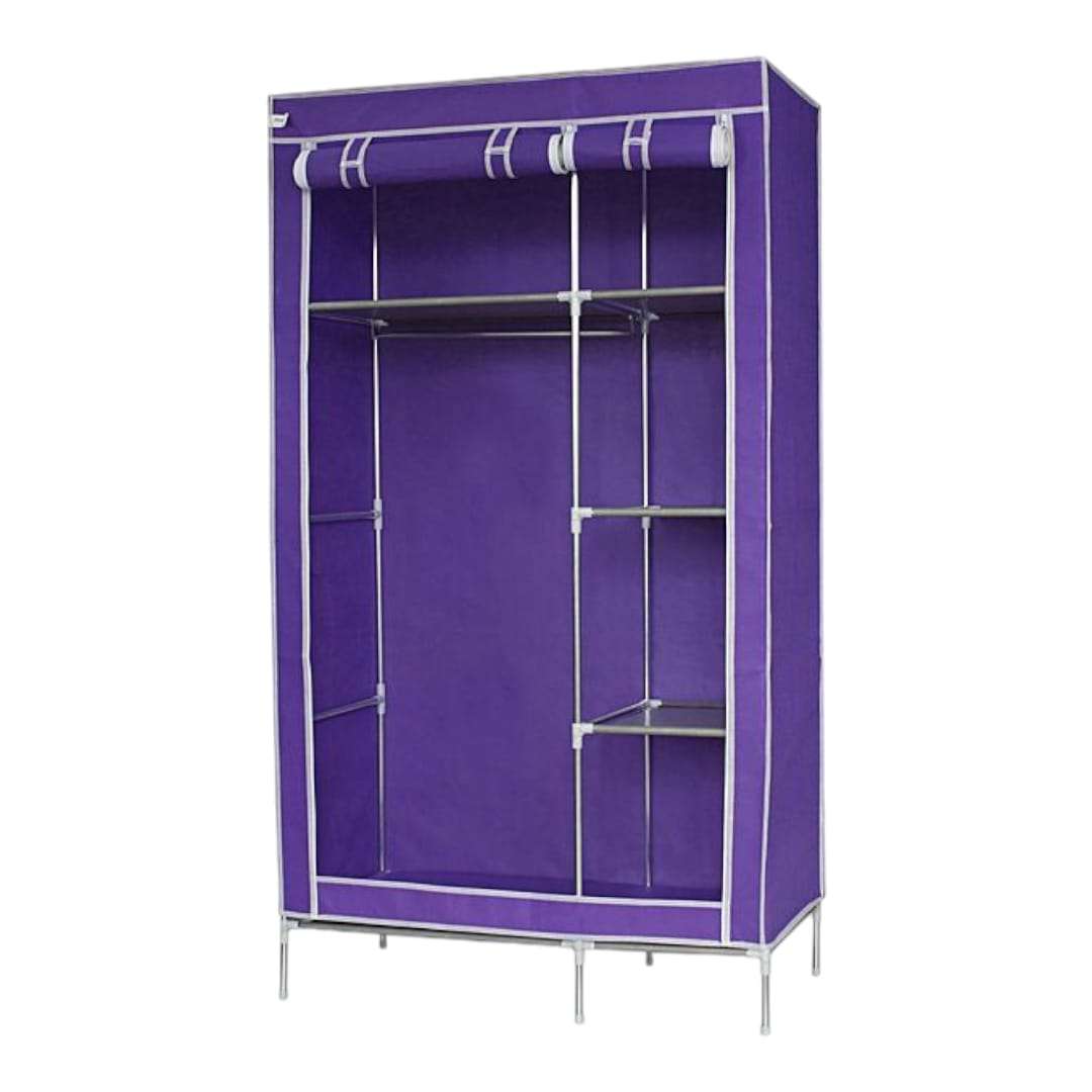 Double Canvas Wardrobe Fabric Wardrobe Storage Rack/Organizer With Cover