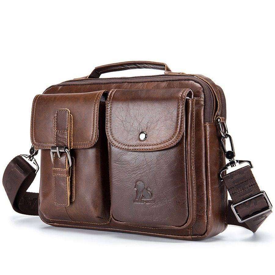 Vintage Genuine Leather Shoulder Bag for Tablet, iPad & Daily Use