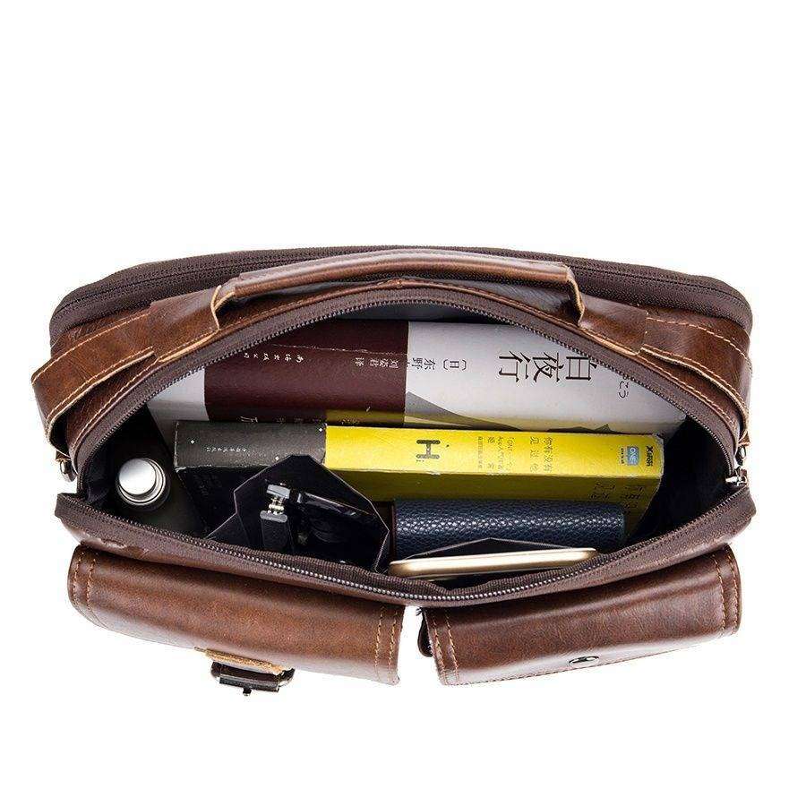 Vintage Genuine Leather Shoulder Bag for Tablet, iPad & Daily Use