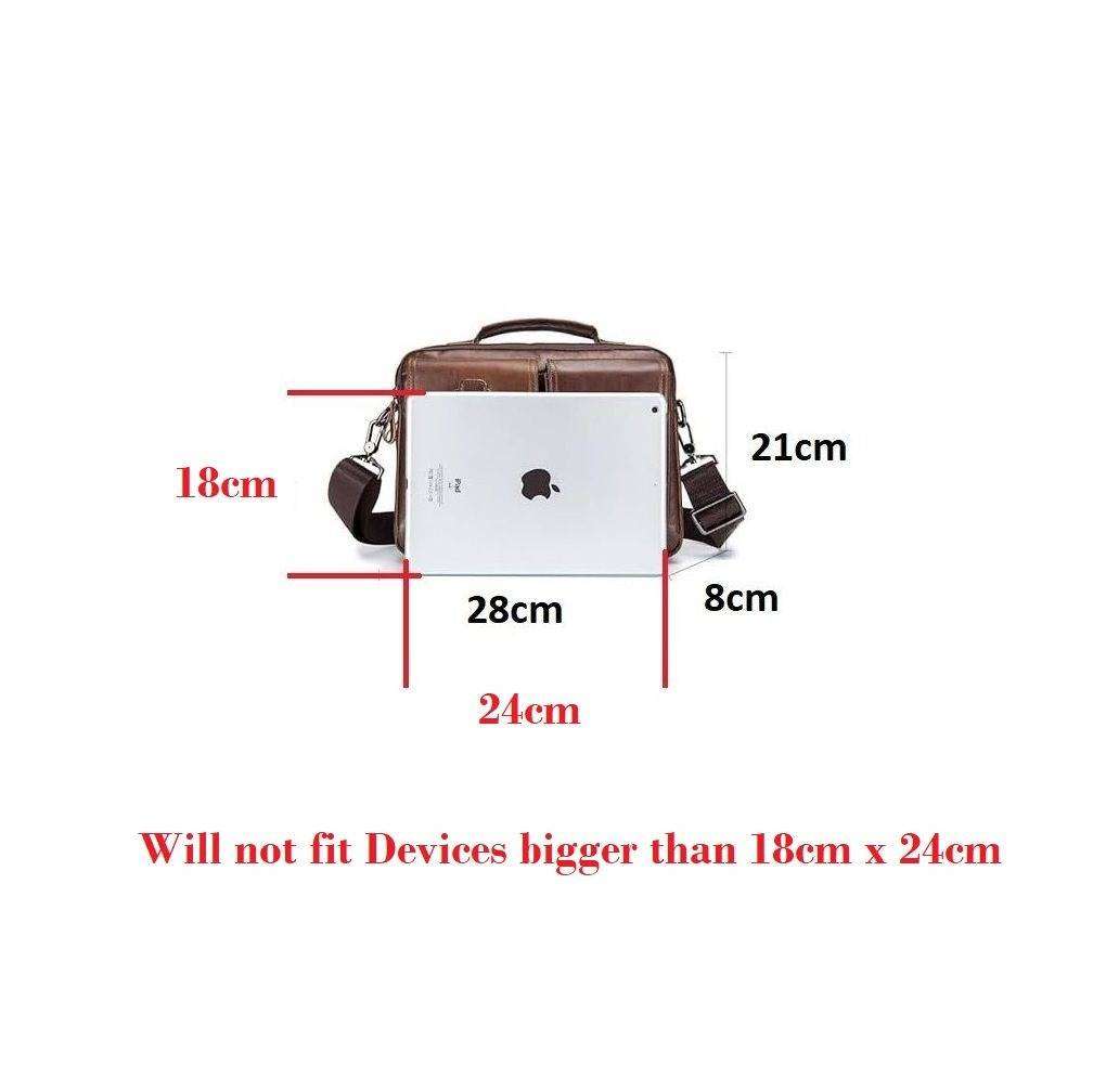 Vintage Genuine Leather Shoulder Bag for Tablet, iPad & Daily Use