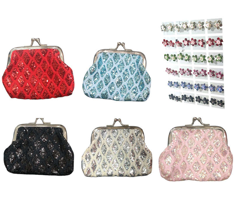 5 Color Purses and 1 Pack of Earrings - Gift Set - Girl Gift- Jewellery Set