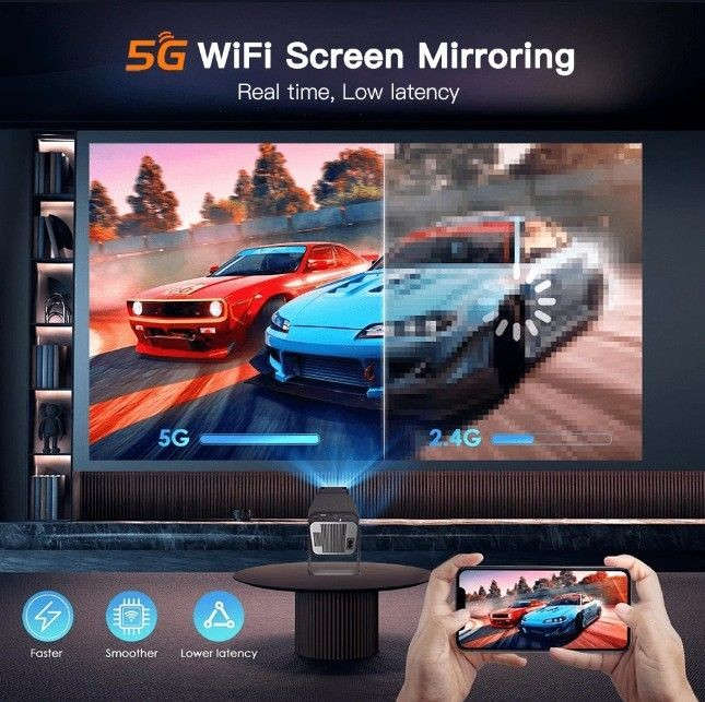 Full HD 4K Projector With Dual HiFi Stereo Surround Sound - Black