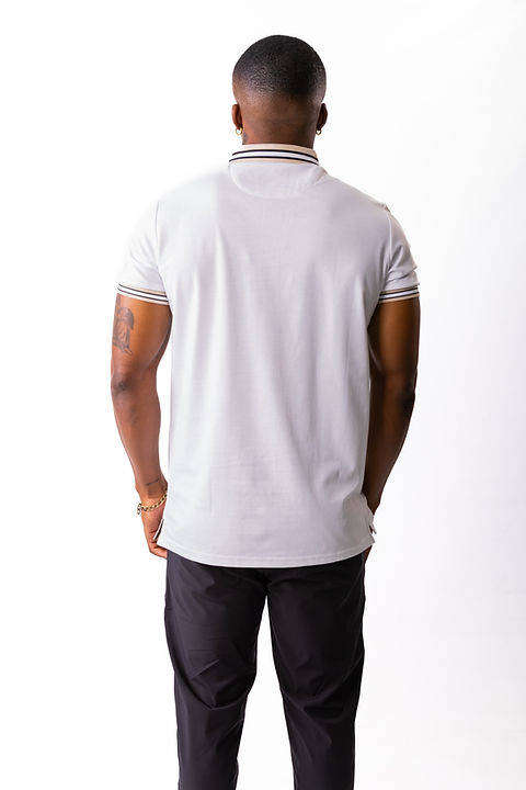 Premium Stefano R Golf Shirt  White & Gold
