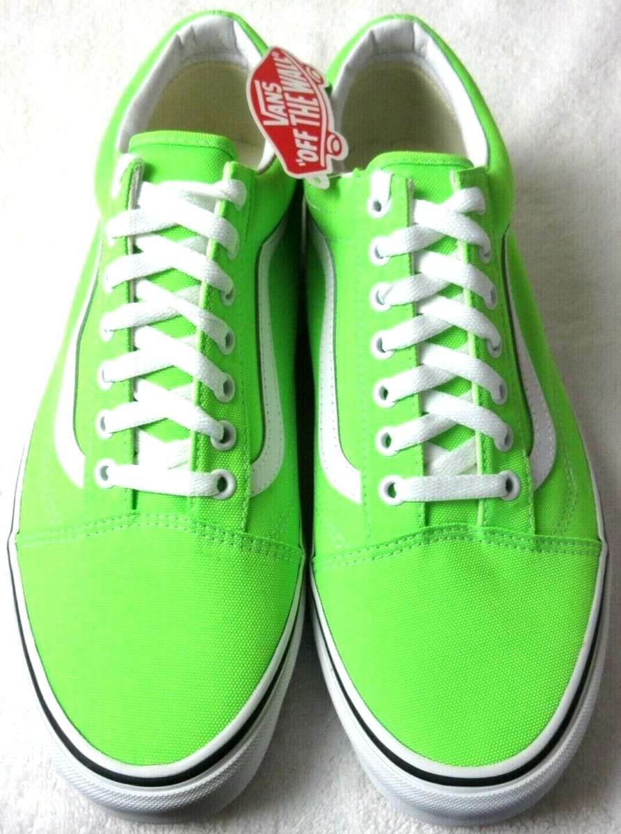 Vans Old Skool Neon Green Gecko True White - UK 10