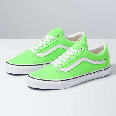 Vans Old Skool Neon Green Gecko True White - UK 10