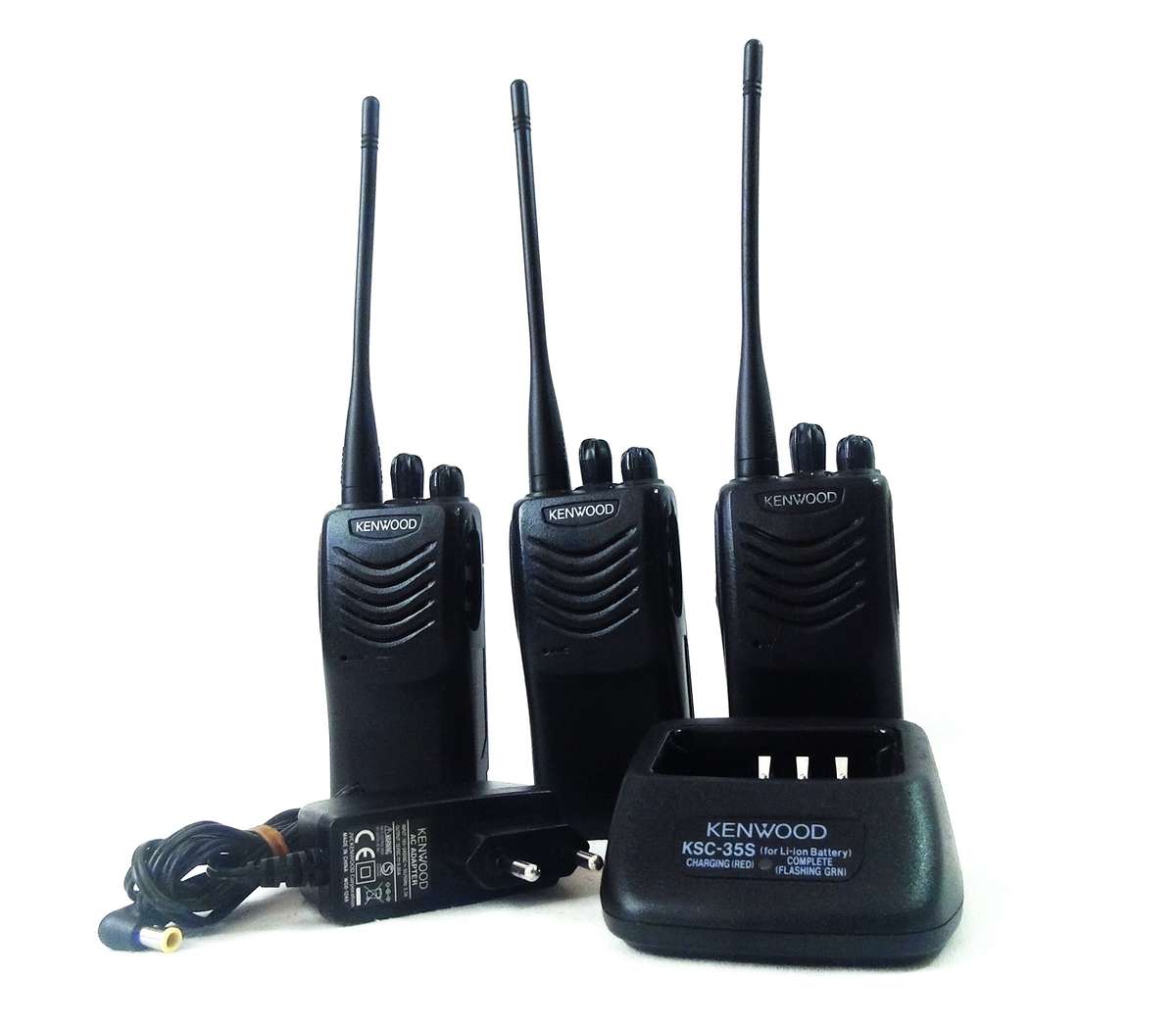 3 x Kenwood TK 3000 UHF FM Radio Transceiver with 1 x power supply and 1 x Desk top Base