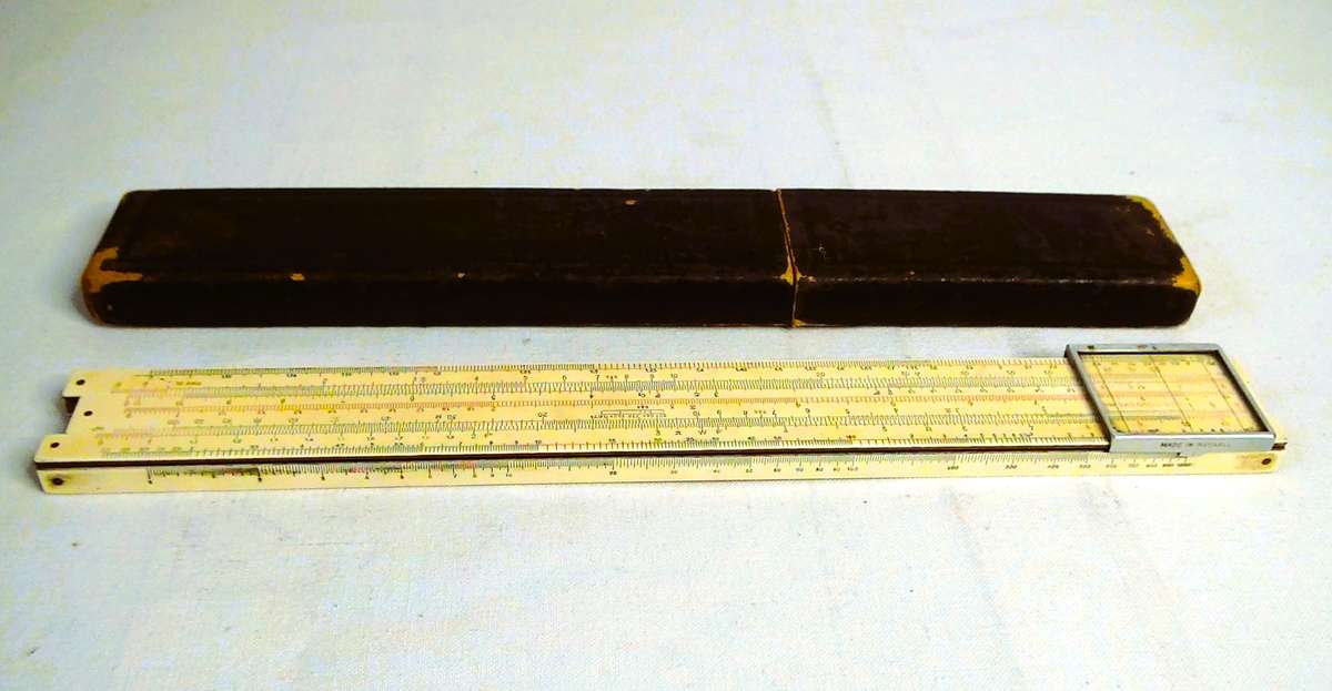 Vintage Slide Rule Faber-Castell ELECTRO 1/98/398 DRGM, Made in Bavaria Germany w/Case