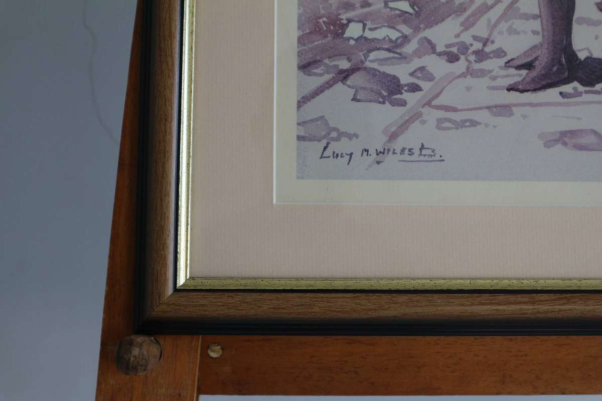 Painting by Lucy.M.Wiles - Little Boy And Girl with white Ducks