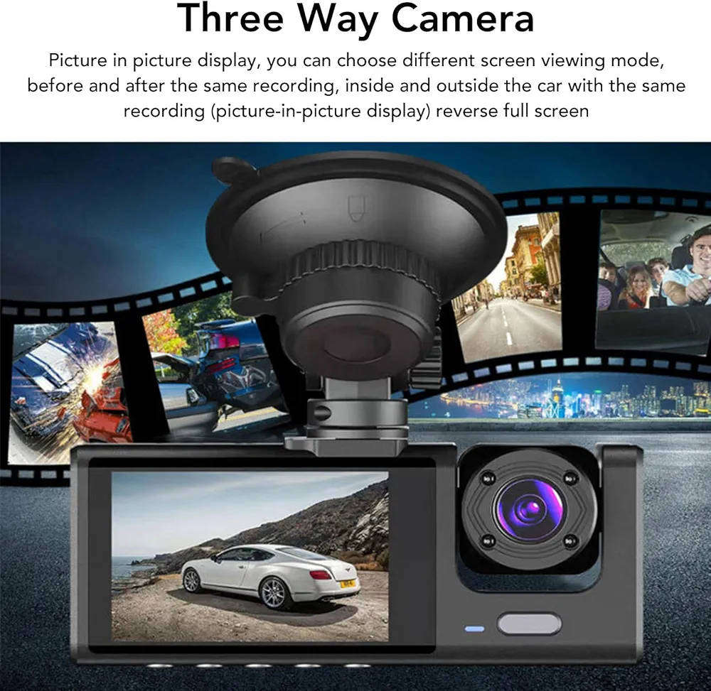 Front& Rear FHD Dash Cam, Night Vision, record inside&Outside