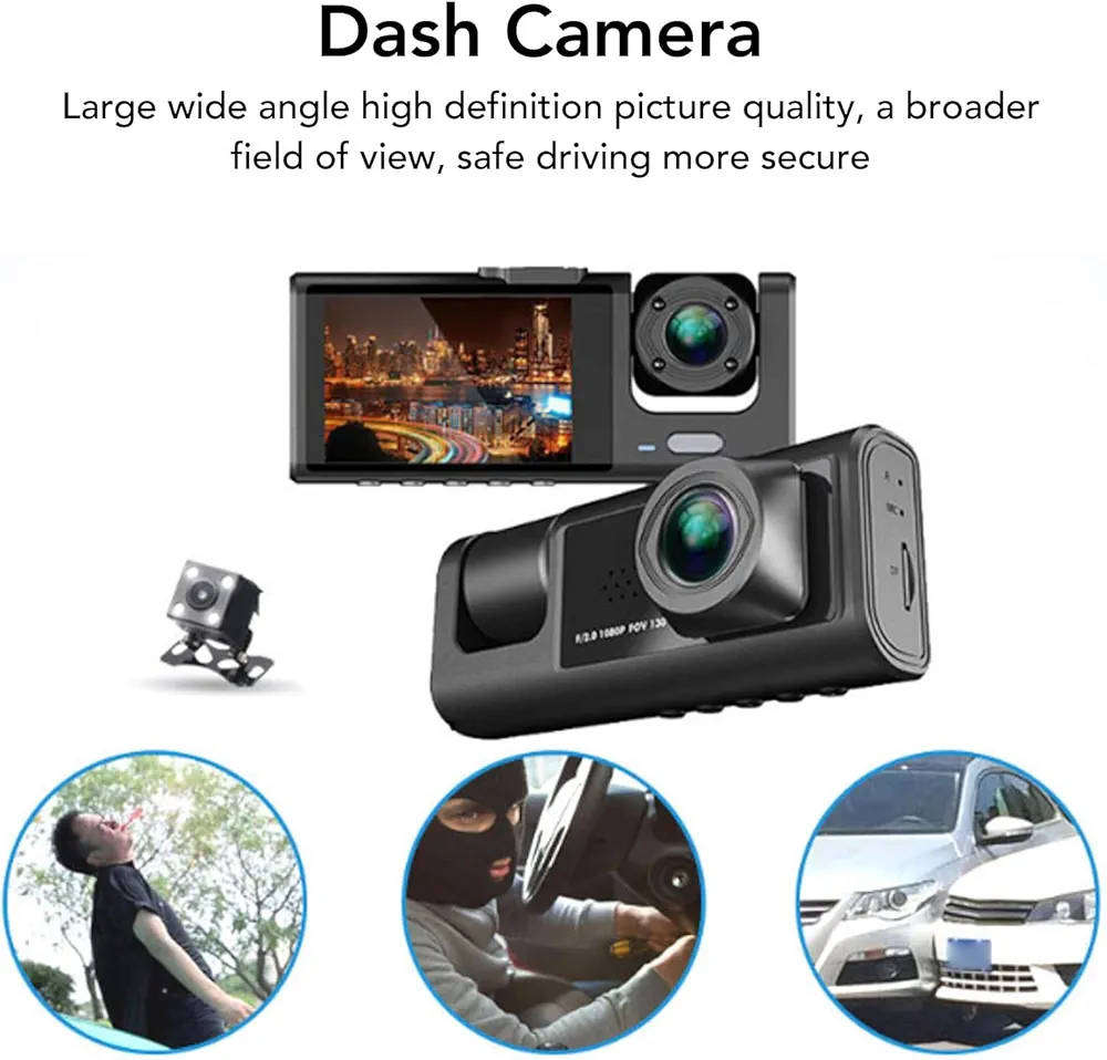 Front& Rear FHD Dash Cam, Night Vision, record inside&Outside