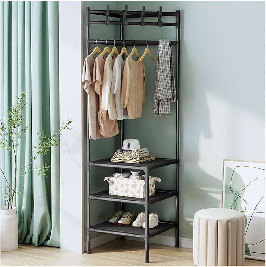 Simple Corner Coat Rack Freestanding Metal Clothing Rack