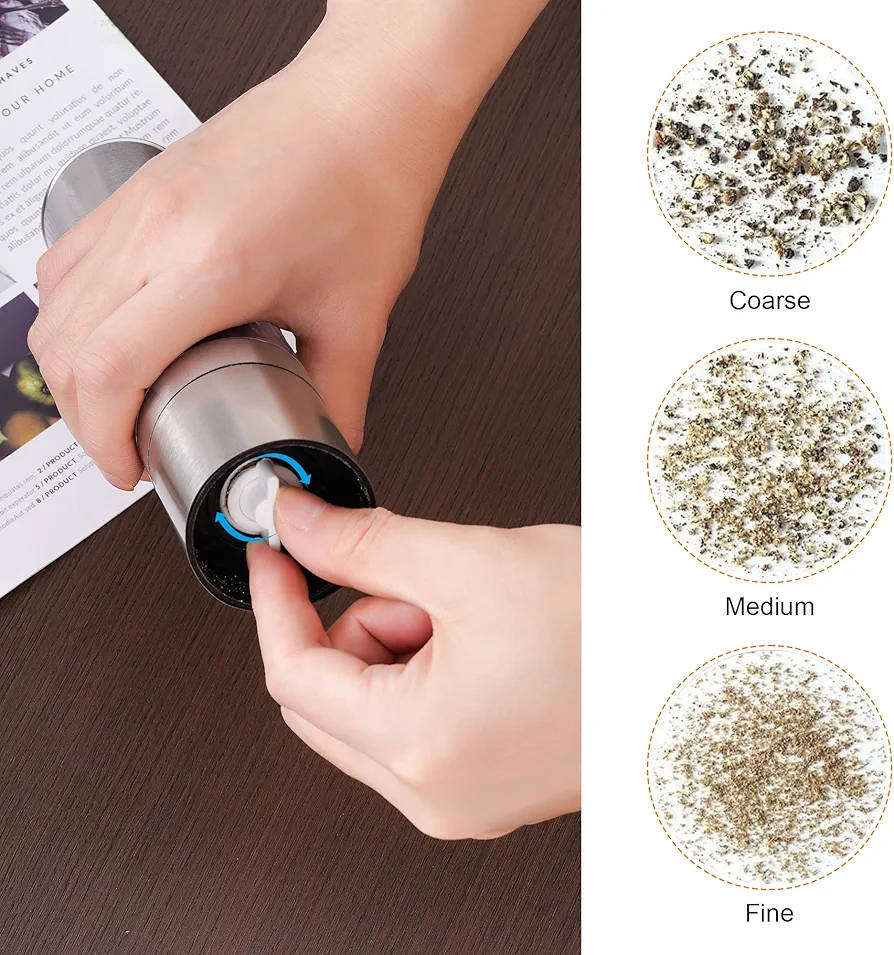 2 in 1 Salt and Pepper Grinder Stainless Steel Manual.
