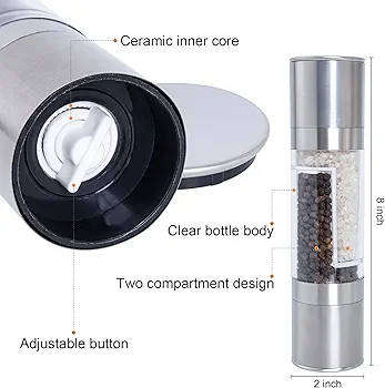 2 in 1 Salt and Pepper Grinder Stainless Steel Manual.